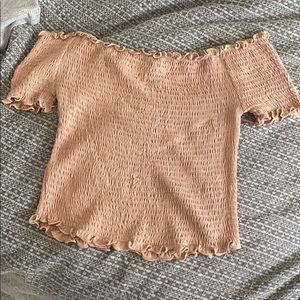 cute brown off the shoulder top